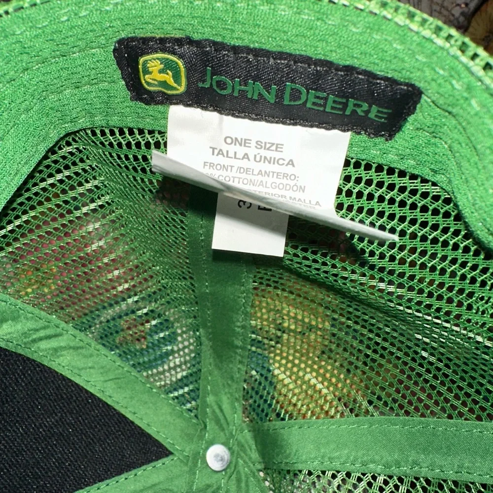 John Deere Black and Green Mesh SnapBack Trucker Hat Cap with Rhinestone Trim